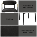 Jaramillo Black Chenille & Black Finish Side Chair Set Of 2 Black Chenille