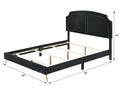 Black Eastern King Platform Bed With Metal Leg Box Spring Required King Black Wood Bedroom Contemporary Panel Velvet Wood Fabric