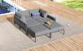 6 Pieces Aluminum Patio Furniture Set, Modern Metal Outdoor Conversation Set Sectional Sofa With Removable Olefin Extra Thick Cushions 5.9
