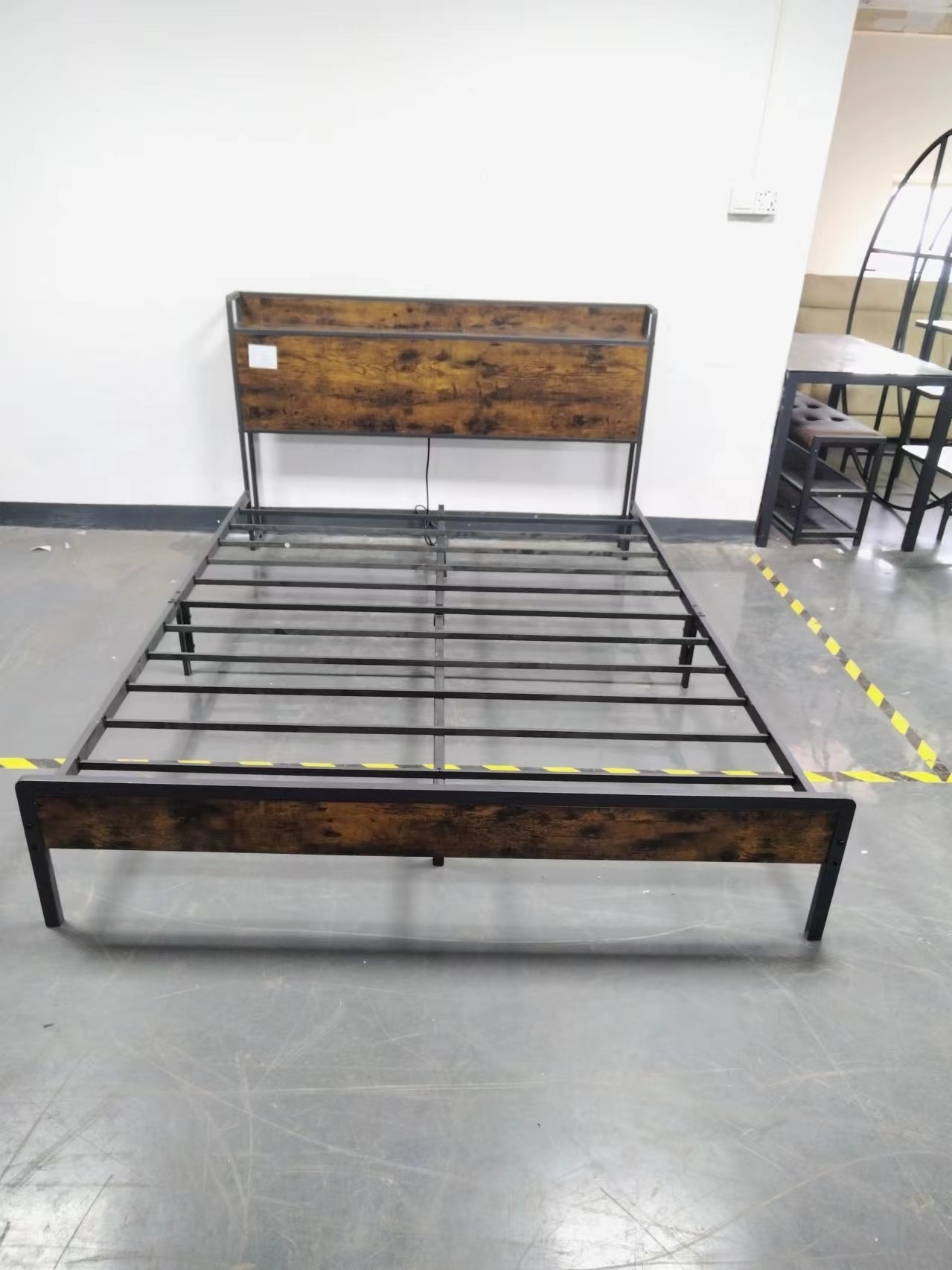 Bed Frame With Charging Station Queen Size,87.80'' L X 61.80'' W X 39.2'' H Queen Rustic Brown Particle Board