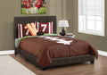 Bed, Full Size, Bedroom, Upholstered, Brown Leather Look, Transitional Brown Foam Faux Leather