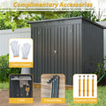 6 X 4 Ft Outdoor Storage Shed, All Weather Tool Shed For Garden, Backyard, Lawn, Black Black Metal