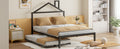 Full Size Metal Platform Bed With Twin Size Trundle,House Shaped Headboard Design, Black Full Black Metal