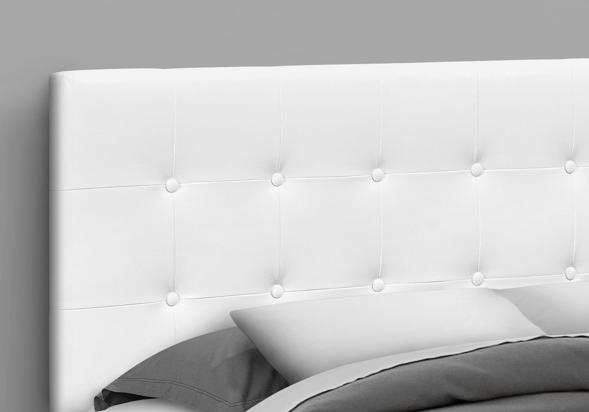 Bed, Headboard Only, Queen Size, Bedroom, Upholstered, White Leather Look, Transitional White Foam Faux Leather