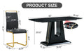 1 Table And 4 Chairs. Modern, Simple And Luxurious Black Imitation Marble Rectangular Dining Table And Desk With 4 Black Pu Gold Plated Leg Chairs 63'' X 35.4'' X 30'' Black Mdf
