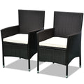 Outsunny 2 Pcs Rattan Wicker Dining Chairs With Cushions And Anti Slip Foot, Patio Stackable Chairs Set For Backyard, Garden, Lawn, Dark Coffee Black Rattan Metal