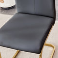 Table And Chair Set,Modern Rectangular Table With 0.4 Inch Black Patterned Tabletop And Gold Legs, Suitable For Kitchen, Dining Room, And Living Roomcomfortable Pu Seats,Perfect For Dinner, Meet Grey Black Seats 6 Sintered Stone