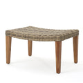 Hampton Wood Wicker Ottoman Natural Grey Metal & Wood