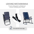 Outsunny 3 Piece Outdoor Patio Furniture Set With Glass Coffee Table & 2 Folding Padded Rocking Chairs, Bistro Style For Porch, Camping, Balcony, Navy Blue Blue Oxford Fabric