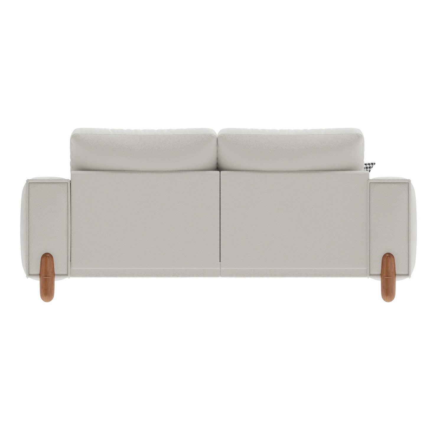 Couches For Living Room, Modern Teddy Fabric Upholstered Sofa Tufted Couch With Square Arm And 4 Solid Wood Legs 2 Pillows Decor For Living Room, Office, Apartment White Chenille