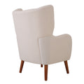 Mid Century Accent Chair, Ivory White, Modern Retro Club Chair, Birch Frame, Upholstered Teddy Wool Fabric, Single Sofa Armchair For Small Spaces, Living Room, Bedroom, Reading Corner, Balcony,Office Ivory White Espresso Primary Living Space