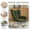 Modern Nursery Rocking Chair, Upholstered Glider Chair With High Backrest, Rocker Accent Armchair With Solid Wood Legs For Nursery Bedroom Living Room Drak Green Dark Green Teddy