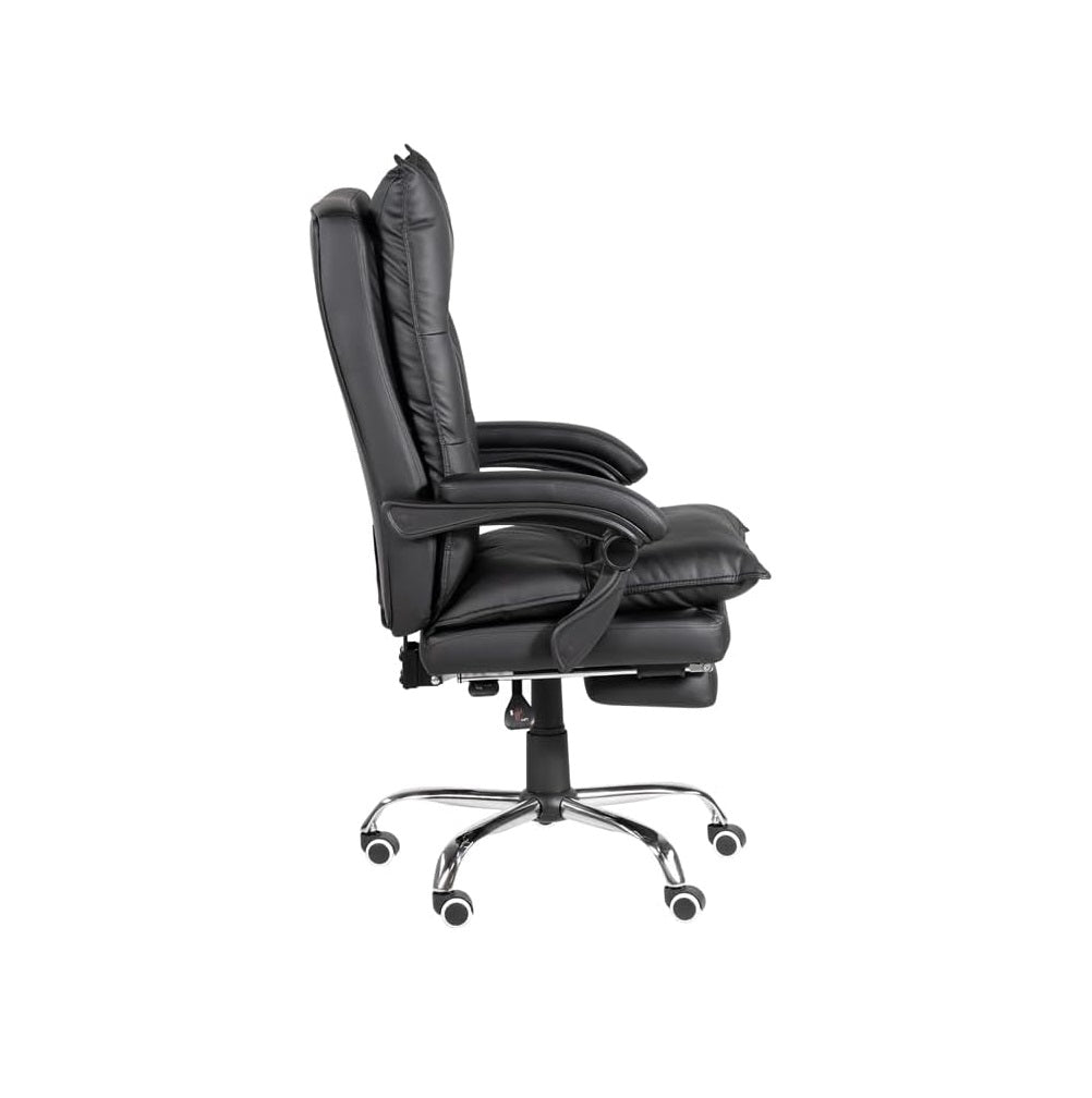 Contemporary Office Chair Upholstered 1Pc Comfort Adjustable Chair Relax Office Chair Work Blackpadded Armrests Black Office Contemporary,Modern Office Chairs Tufted Back Adjustable Height Faux Leather,Metal