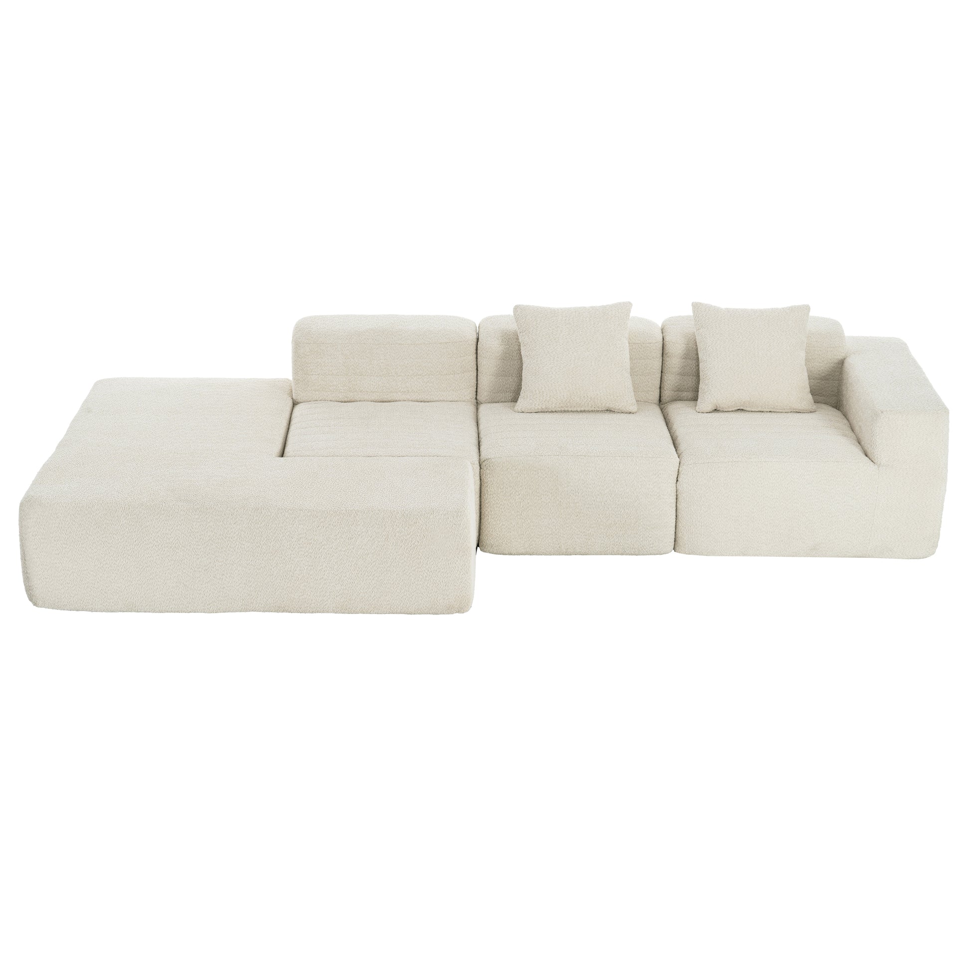 116.5" Sectional Sofa Full Compressed Sofa Couch Free Combined Sofa For Living Room, Beige Beige Foam Polyester 4 Seat