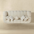 Beatrice Modern Tufted Ivory Boucle Sofa Ivory,White Wood Primary Living Space Tufted Back Mid Century Modern Foam Boucle,Solid Wood 3 Seat