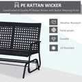 Outsunny Patio 2 Person Wicker Glider Bench Rocking Chair, Outdoor All Hand Woven Pe Rattan Loveseat W Ergonomic Design Rocking System For Patio, Garden, Porch, Lawn, Black Black Steel