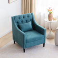 Living Room Chairs, Accent Armchair With Lumbar Pillow, Elegant Bedroom Reading Chair, Mid Century Design, Upholstered Sofa Chair, Teal Teal Primary Living Space Mid Century Modern,Modern Birch