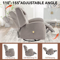 Grey Swivel And Rocker Power Recliner Chair With Lumbar And Neck Support Pillow, Max Swivel Degree 270 , Heavy Duty Motion Mechanism With Usb And Type C Ports Grey Polyester Power Push Button Metal Primary Living Space Medium Firm Tight Back Heavy Duty