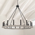 16 Light Dimmable Wagon Wheel Chandelier Driftwood Ceiling Lights Steel Metal