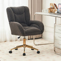 005 Teddy Fabric 360 Swivel Home Office Chair With Gold Metal Base And Universal Wheels,Dark Gray Solid Dark Gray Office Sponge Wipe Clean Modern Office Chairs Tufted Back Foam Swivel Teddy