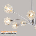 Modern Crystal Chandeliers, 9 Lights Chrome Chandelier For Living Room Bedroom, Dining Room Chandelier Over Table, Kitchen Light Fixtures Bulbs Not Included Chrome Crystal Iron