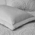 Embroidered Medallion Faux Fur Ultra Plush Comforter Mini Set Twin Grey Polyester