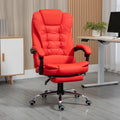 Homcom High Back Ergonomic Executive Office Chair, Pu Leather Computer Chair With Retractable Footrest, Lumbar Support, Padded Headrest And Armrest, Red Red Pu Leather