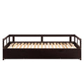 Wooden Daybed With Trundle Bed And Two Storage Drawersextendable Bed Daybed,Sofa Bed For Bedroom Living Room,Espresso Twin Espresso Solid Wood