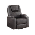 Brown 2 Cup Holder Power Lift Recliner Brown Faux Leather Power Remote Metal Primary Living Space Tight Back Push Button Pillow Top Arms Faux Leather