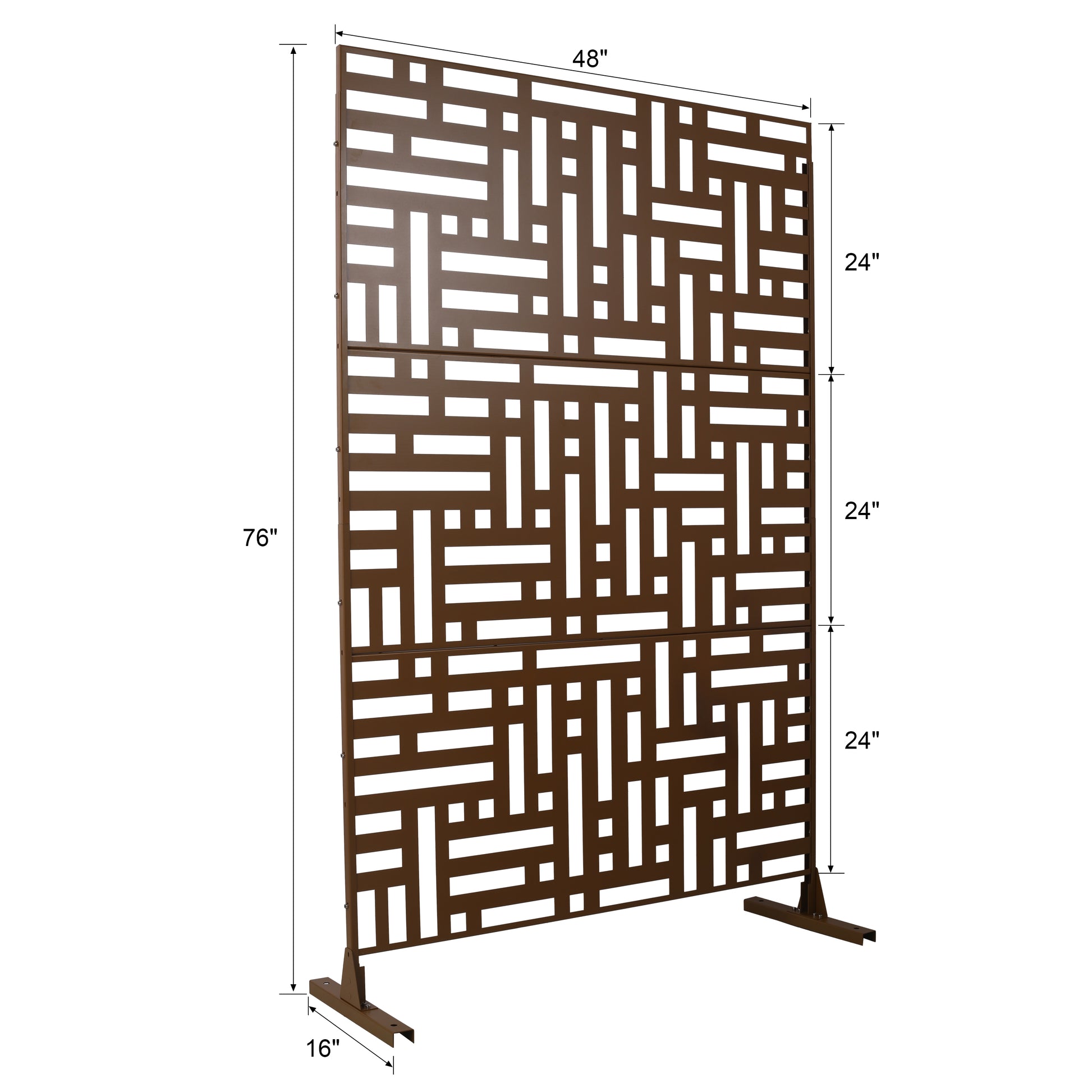 Outdoor & Indoor Privacy Screen Metal Privacy Screen 76" H 48" W, Freestanding Decorative Privacy Screen For Deck Balcony Patio, Privacy Fence Panels For Outside Lawn Garden Ps103 Brown Brown Steel