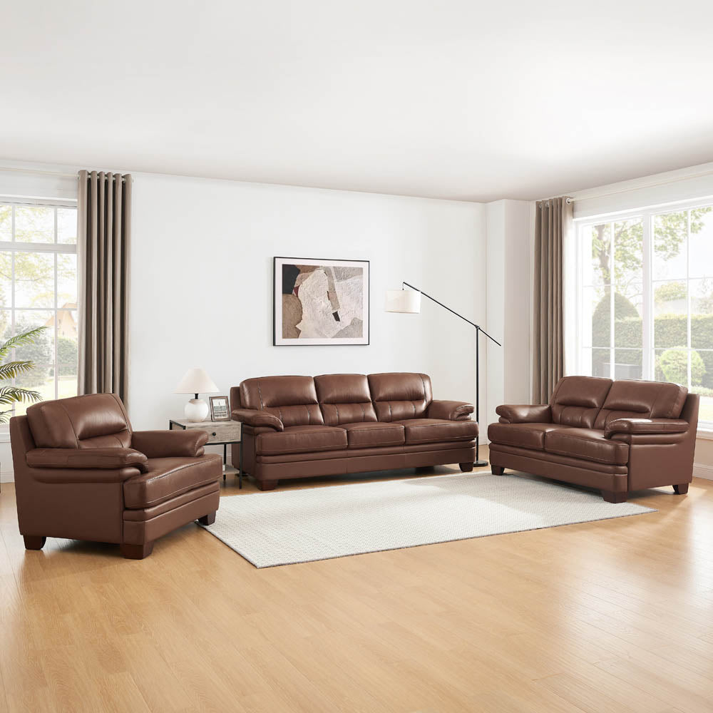 Luxor Leather Chair Pecan Memory Foam Genuine Leather
