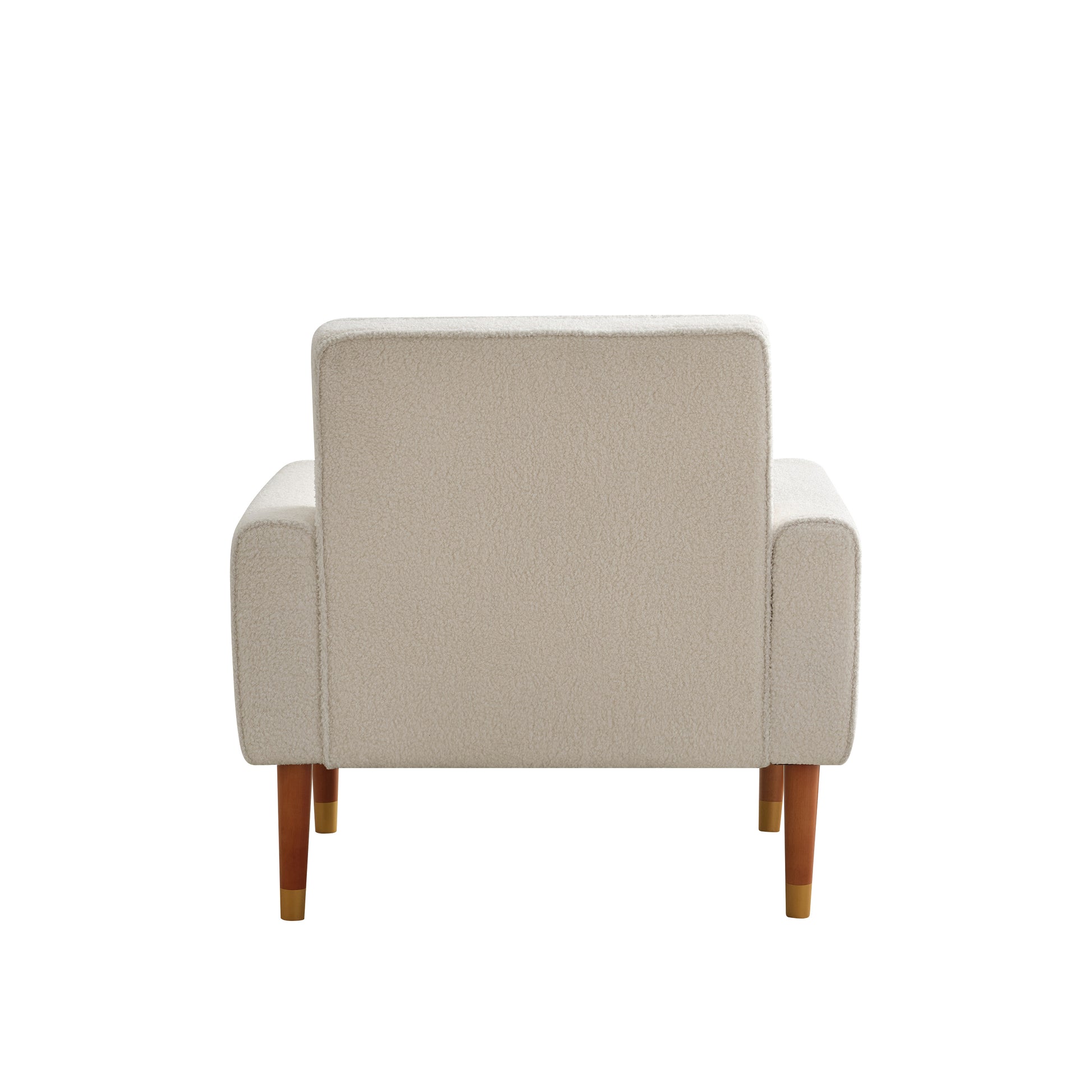 Mirod Classic Biscuit Style Accent Chair Comfortable Armrests, Soft Fabric, Elegant Solid Wood Legs With Gold Finish, Easy Assembly Beige Boucle