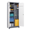 Metal Storage Cabinets, Cleaning Tool Cabinet With Locking Door, Tall Broom Tool Organizer And Storage, Large Storage Cabinet For Kitchen, Pantry, Office, Shop 3 4 Shelves Grey White Door Locks Modern Metal