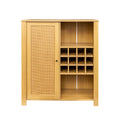 Storage Cabinet, Rattan Cabinet With 2 Adjustable Shelves,Sideboard Buffet Cabinet, Wine Cabinet,Coffee Bar Cabinet For Living Room Oak Mdf