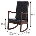 Dark Brown And Espresso Rocking Chair With Armrest Solid Brown Black Primary Living Space Foam Rectangular Contemporary Rocking Chairs Rubberwood Solid Back Wood