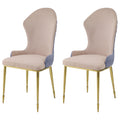 Tan And Gold Sloped Arms Dining Chairs Set Of 2 Tan Gold Dining Room Set Of 2 Fabric Metal