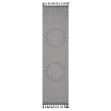 Naar Guros Collection 2X8 Gray White Medallion Indoor Outdoor Area Rug Grey White Polypropylene