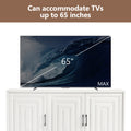 Tv Stand For Tvs Up To 65 Inches, Modern Entertainment Center Media Console Cabinet With 2 Spacious Storage Space, Solid Wood Legs For Living Room White 50 59 Inches Particle Board Mdf