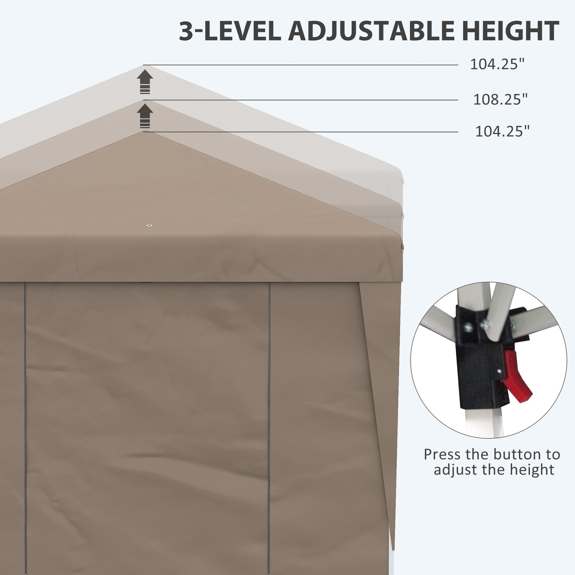 Outsunny 10' X 19.5' Pop Up Canopy Tent With Sidewalls, Upf 30 Height Adjustable Large Party Tent Event Shelter With Leg Weight Bags And Wheeled Carry Bag For Garden, Patio, Brown Brown Steel