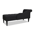 Harrison Tufted Roll Arm Chaise Lounge, Jet Black Woven Black Foam Fabric