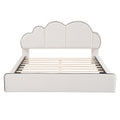 Queen Size Upholstered Platform Bed With Cloud Shaped Headboard, Beige Queen Beige Velvet