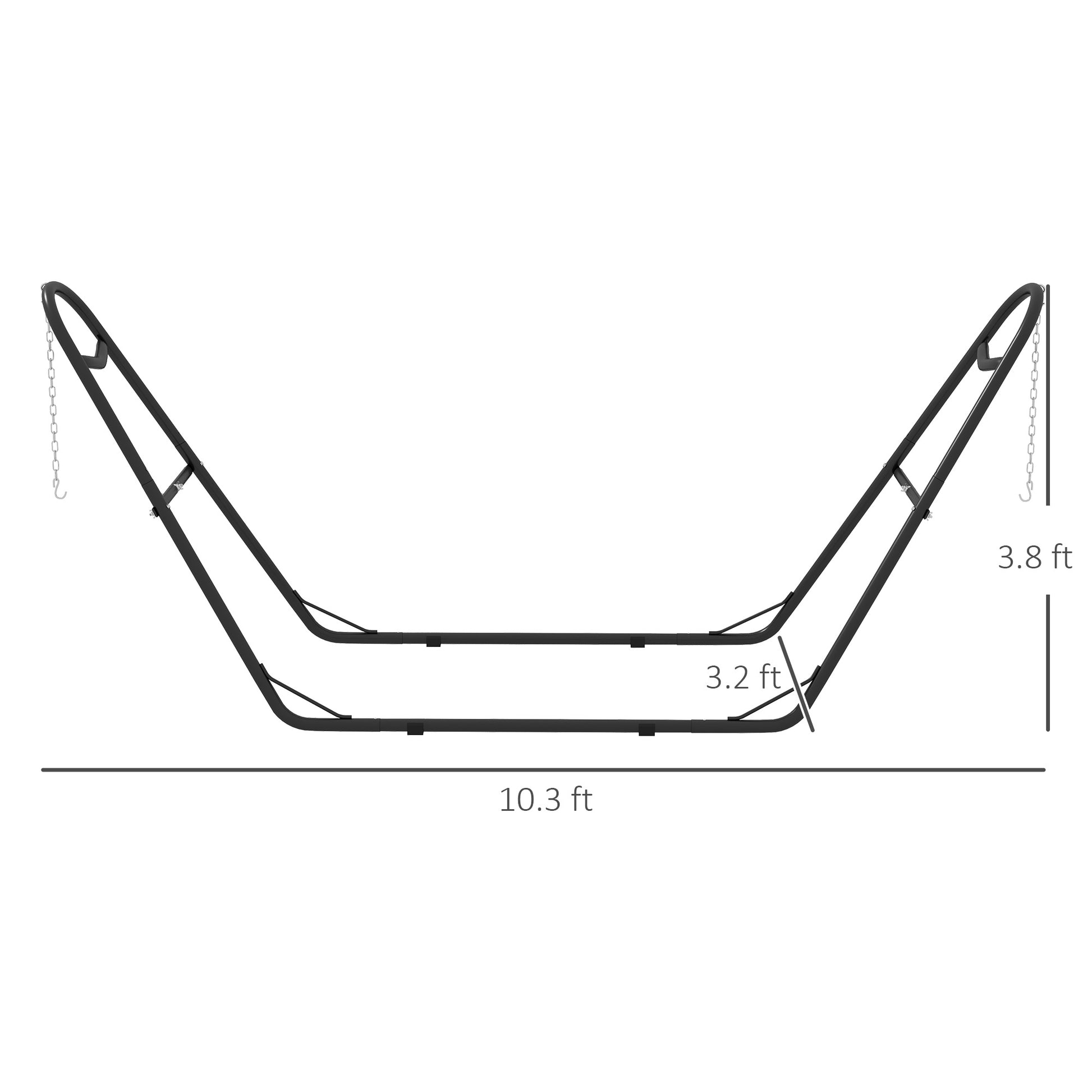 Outsunny Hammock Stand For 2 Person, Portable Adjustable Steel Frame Hammock Stand With Weather Resistant Finish For 9 14 Hammocks, 10.3', 550 Lbs. Capacity, Black Black Steel