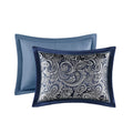 12 Piece Comforter Set With Cotton Bed Sheets Navy Queen Queen Navy Polyester