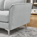 Modern Sofa 3 Seat Couch With Stainless Steel Trim And Metal Legs For Living Room,Package Compression Sofa Technology,Gray Gray Foam 3 Seat