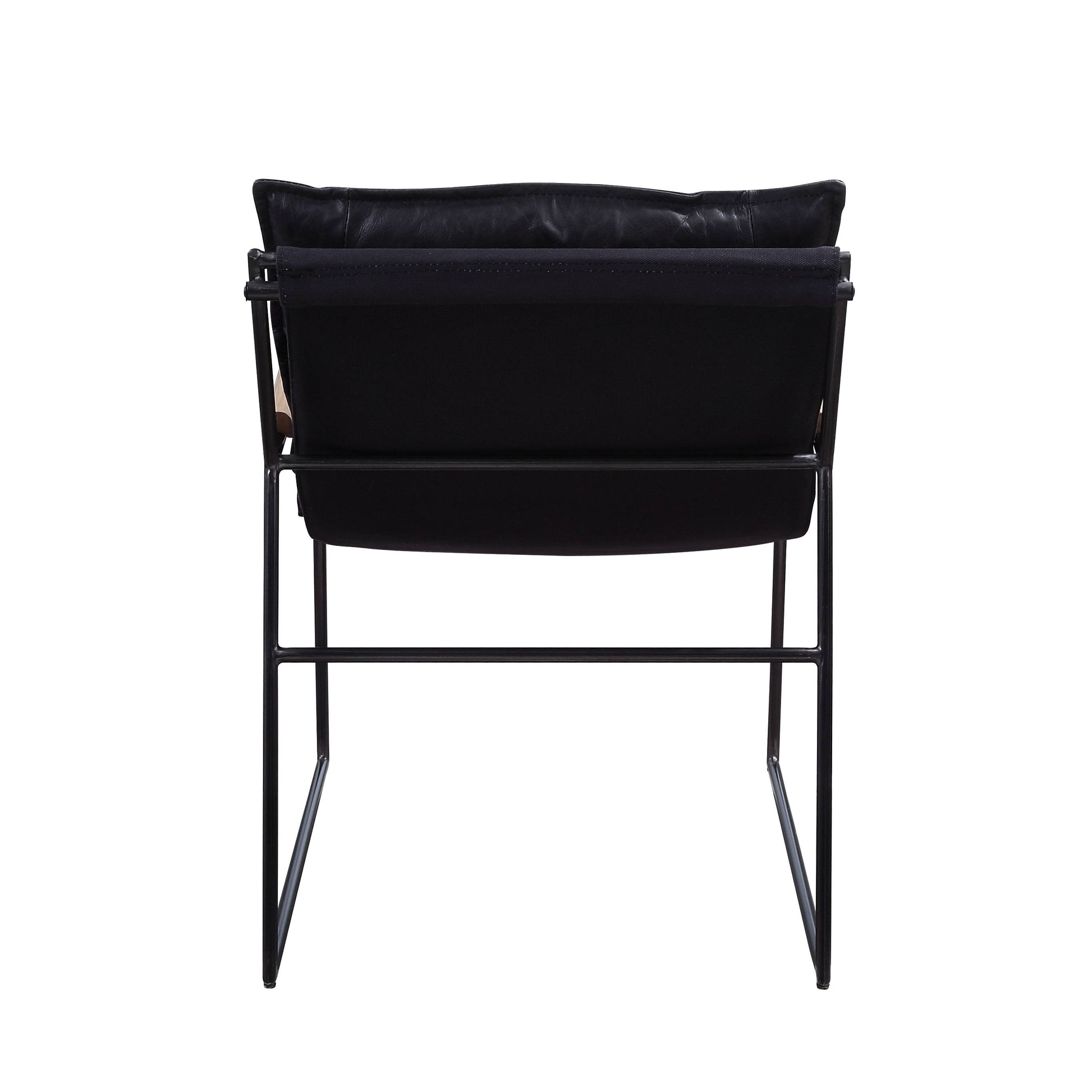 Distress Espresso And Matt Iron Accent Chair With Sled Base Espresso Primary Living Space Genuine Leather