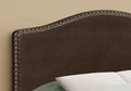 Bed, Headboard Only, Full Size, Bedroom, Upholstered, Brown Leather Look, Transitional Brown Foam Faux Leather