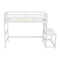 Twin Size High Loft Bed With Ladder Landing Platform, Ladders, Guardrails,White Twin White Wood Bedroom American Design Pine Bed Frame Pine