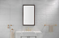 Bathroom Led Mirror Is Multi Functional And Each Function Is Controlled By A Smart Touch Button. Brown Aluminium