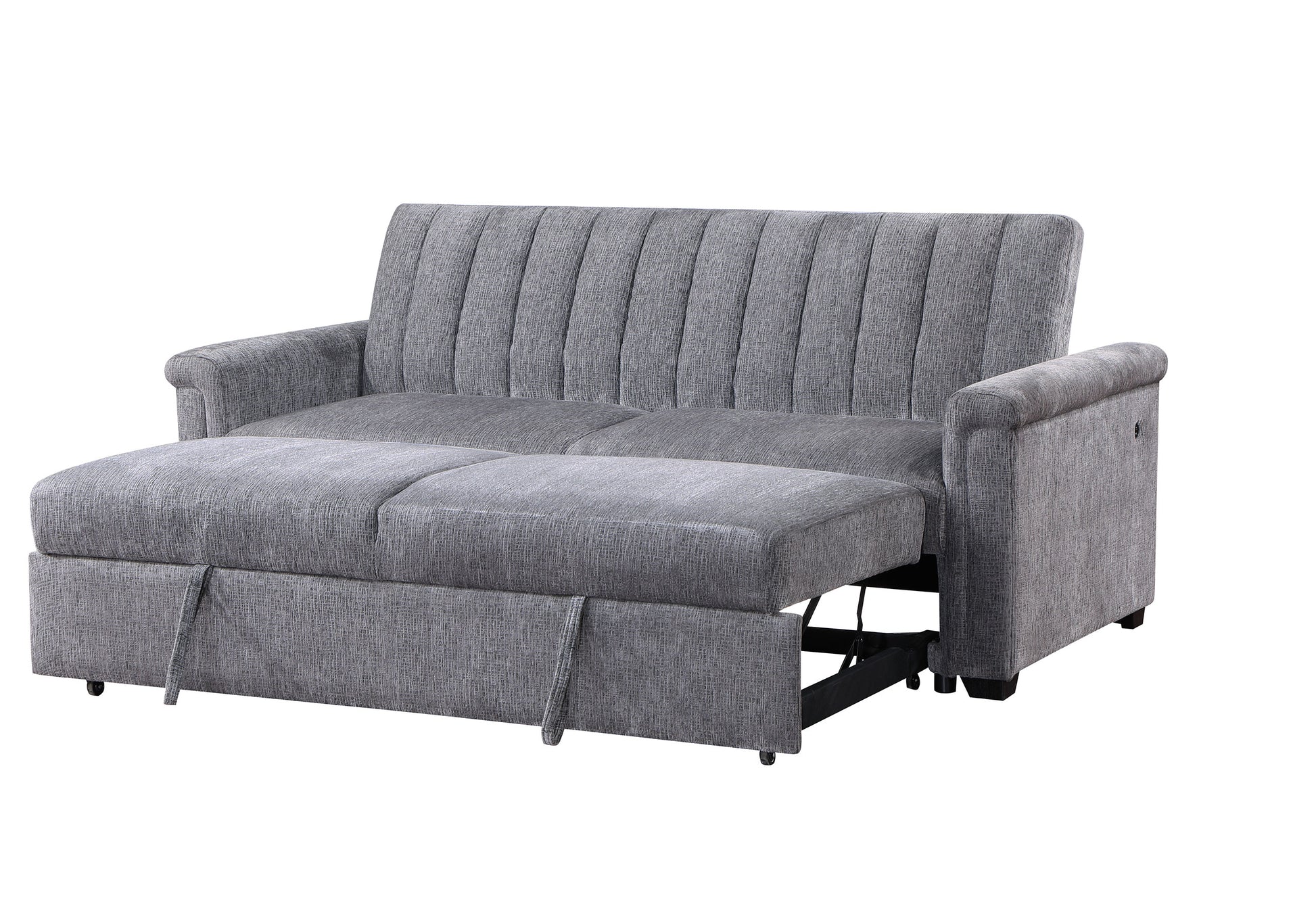 Kona Dark Grey Pull Out Sofa Dark Gray Fabric 3 Seat