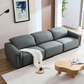 Modern Simple Line Design 3 Seater Leather Sofa For Living Room, Comfy Sofa Couch With Extra Deep Seats,Adjustable Headrests Couch,Blue Grey Blue Grey Leather 3 Seat